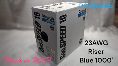 General Cable GenSPEED  10 MTP, Cat 6A, 4/23 AWG Riser, Blue - 1000Ft
