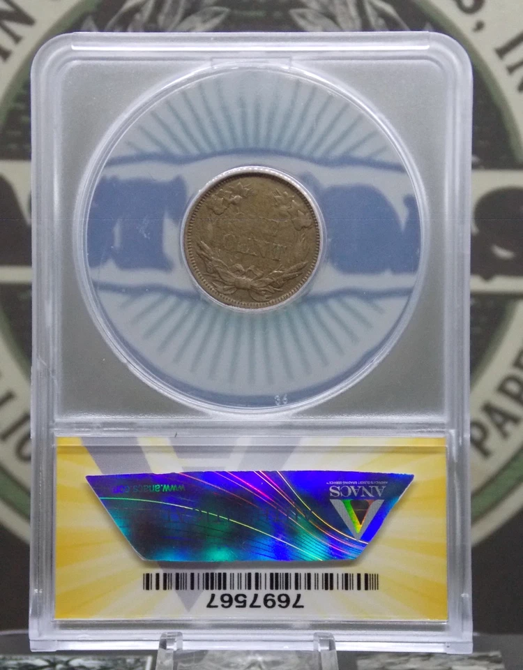 1858 Flying Eagle Cent *SMALL LETTERS* 1c ANACS EF45 #567 XF Extra Fine ECC&C - Image 4 of 4