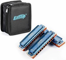EASTTOP Harmonica Set of 3 10Hole Blues mouth...