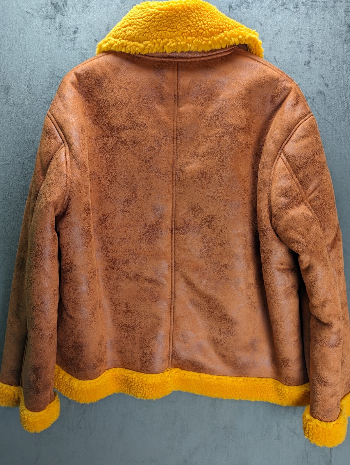 Reclaimed Vintage Aviator Jacket Size 12 Large Brown Faux Suede Oversized Unisex image 4