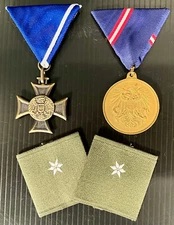 Austrian Army (ÖBH) Service Medal, 5 Year Military Service Cross, & Rank Tabs
