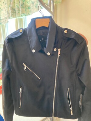 Bagatelle Cropped Women's Moto Jacket Black Size Medium NEW with Tags