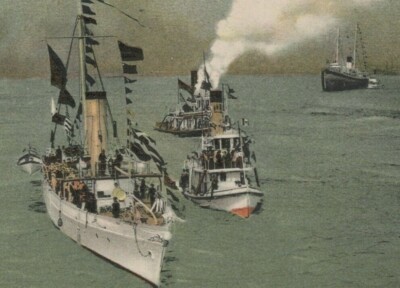 Early 1900s New Orleans LA Arrival of Rex Mardi Gras ships Germany postcard F873