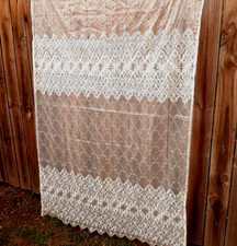 Pair IVORY EMBROIDERED LACE SHEER VOILE CURTAIN PANELS Pearl Accent NEW 52X84