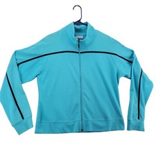 NWT Reebok Jacket Women's Full Zip Cotton Blend Aqua/navy Size Extra Large