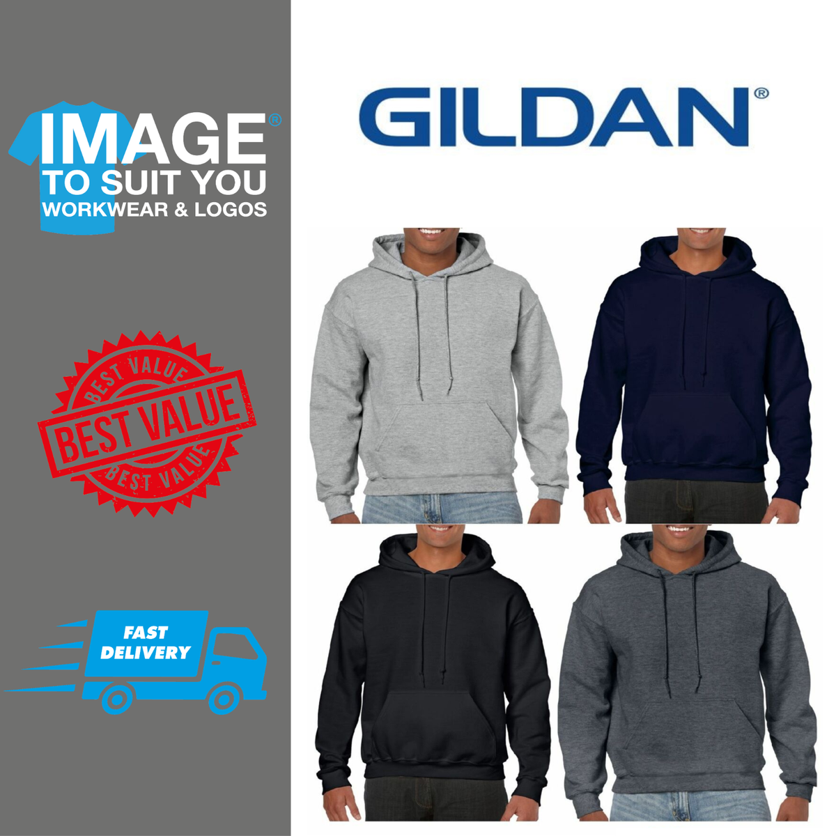 Gildan Men's G18500 Heavy Blend Fleece Hoodie - Classic Fit With Pouch Pocket - View #4