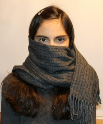 NWT J.Crew Scarf 71'' x 18'' Grey Herringbone Face Mask Protection Guard Shield