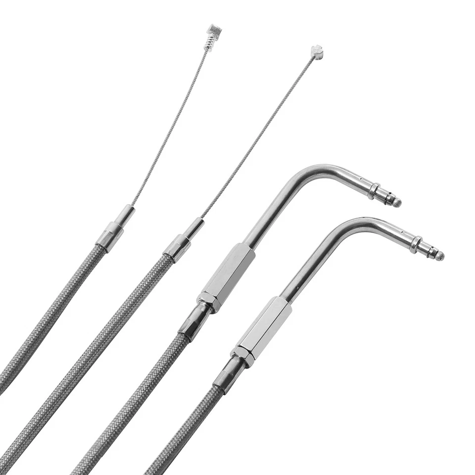 Juego de cables de acelerador de acero inoxidable de 140 cm aptos para Harley FLH FLT 96-07 FLST 96-10 Foto 4 de 4