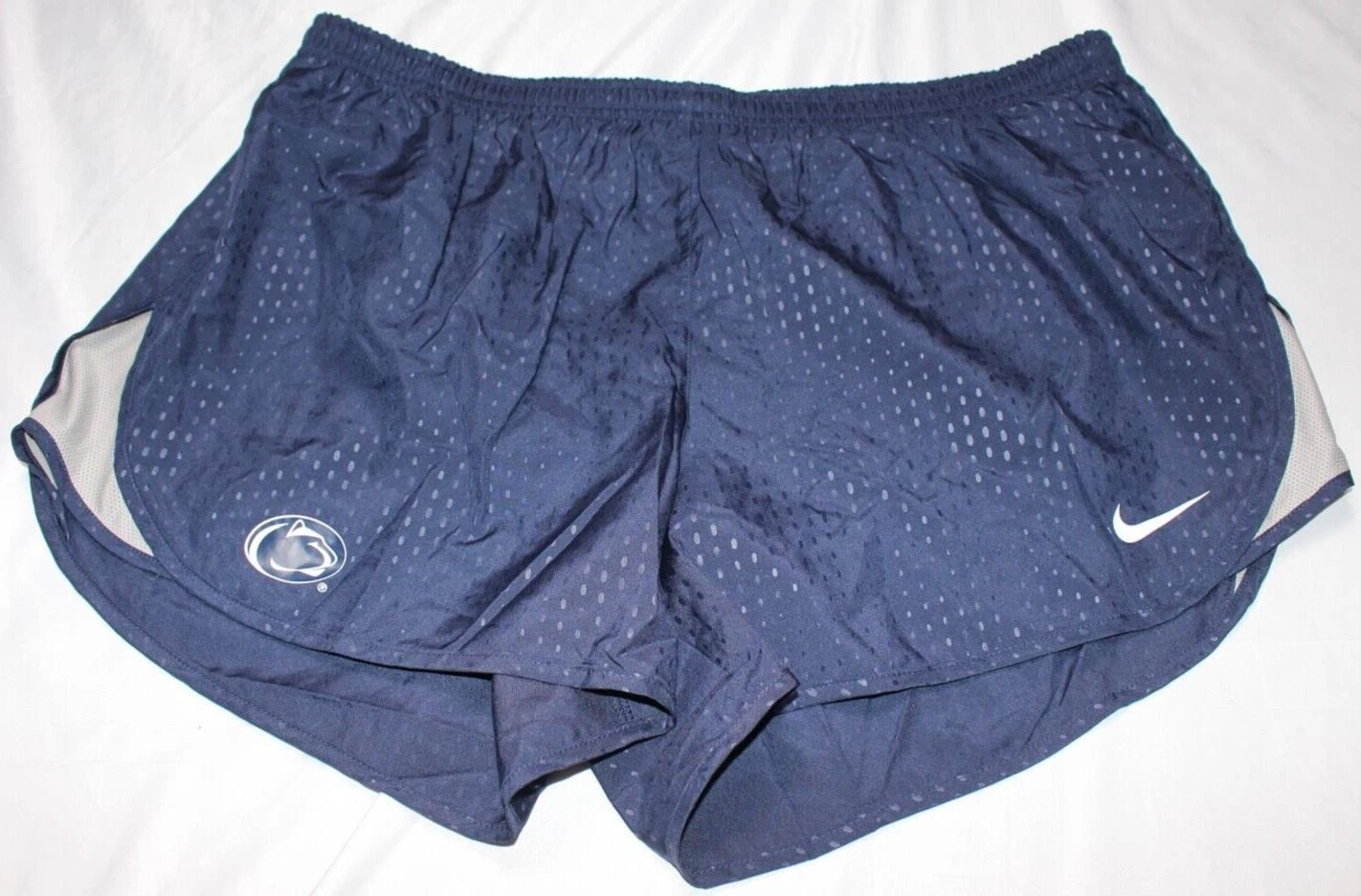 Nike Mens 3" Tempo Penn State Nittany Lions Running Shorts Navy Blue/Gray Sz XL