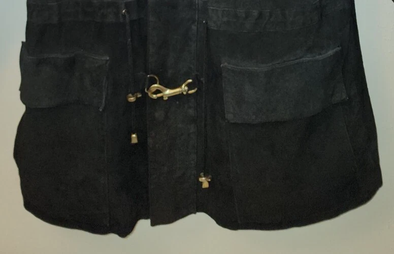 Jaqueta de couro vintage anos 90 Global Identity G-III preta camurça masculina/feminina tamanho M - Imagem 4 de 4