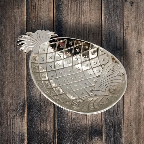 Decorative 20cm Silver Plated Metal Pineapple Trinket Tray Jewellery Dish Gift - Picture 5 of 9