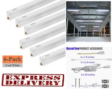 6 Pack LED Shop Light 4FT 6500K T5 Garage Ceiling Lights Bright Ceiling Fixture