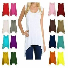 New Womens Ladies Hanky Hem Baggy Summer Casual Long Tunic Vest Top Uk Size 8-26