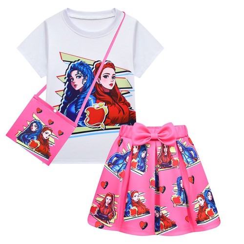 Descendants 4-12 year old Girl Skirt Short sleeved Skirt Bag 3-Piece Set - Picture 24 of 33