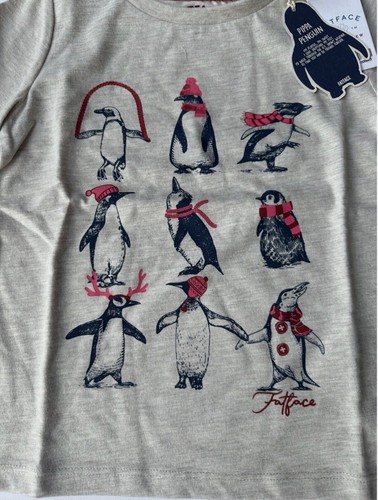 Fatface Girls Oatmeal Marl Penguin Graphic Top In Various Sizes *BNWT* - Picture 3 of 5
