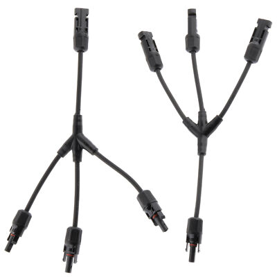 Y Solarstecker 3-fach Verteiler Buchse für Solarpanel mit Kabel - 1 Paar + / -