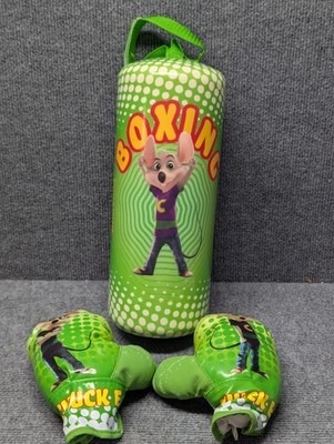 Chuck E. Cheese Kids Boxing Punching Bag 13  Tall  and Boxing Gloves SET