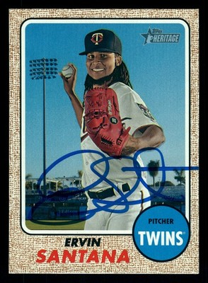 Ervin Santana Minnesota Twins Signed IP Autographed 2017 Topps Heritage #337