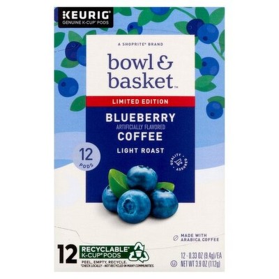 BOWL AND BASKET BLUEBERRY LIGHT ROAST COFFEE KCUPS 12CT