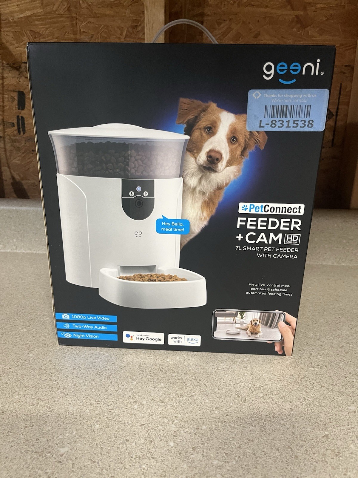 Geeni PetConnect Feeder + Cam HD Smart Auto Feeder w/ Camera, Wi-Fi, White