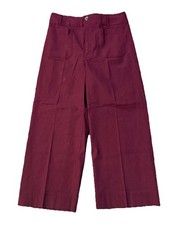 Maeve by Anthropologie The Colette Cropped Wide Leg Pants Size 31 Dark Red