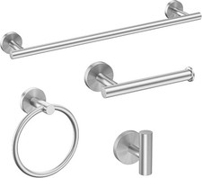 USHOWER Brushed Nickel Bathroom Hardware Set 18" Towel Bar SUS304 Stainless 4-Pc