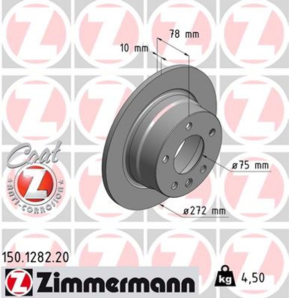 2X Zimmermann Bremsscheibe Coat Z 150.1282.20 FüR E36 BMW 3Er Compact 316 318-image