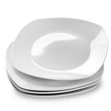 fMBB Ceramic White Dinner Plates Set of 4, Porcelain Square 7.5 inch Dessert ...