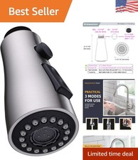 Durable Brushed Nickel Kitchen Faucet Sprayer Head G 1/2  3 Function Settings