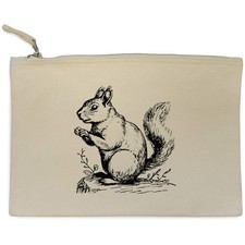 'Squirrel Standing on Rock' Canvas Zip Clutch Bag (CL00044939)