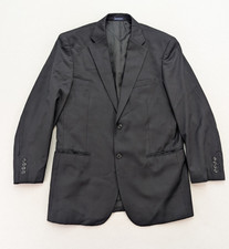 Stafford Men's Blazer Jacket Sport Coat Size 42L Black 100 Wool FLAWS