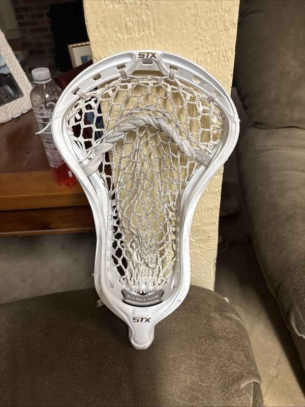 STX Stallion Strung Lacrosse Head with Mesh Pocket, White
