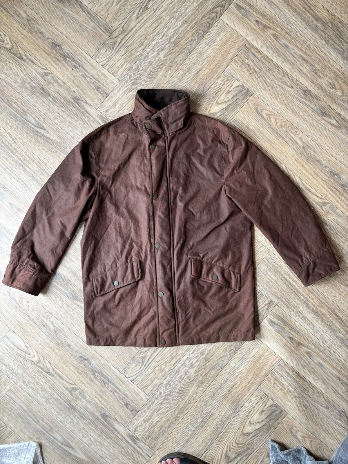 Mens Austin Reed Waxed Jacket Coat Brown Size L Shooting Hunting