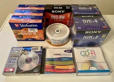 Sony, Memorex, & Verbatim DVD-RW, DVD-R, CD-RW, & CD-R Sealed Lot. 70+