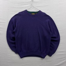 Eddie Bauer Crewneck Sweater Mens Large Purple Vintage 100 Cotton Ribbed Knit