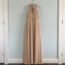 Azazie Fifi Dress A-Line Strapless Chiffon Convertible Bridesmaid Sand NWT A8