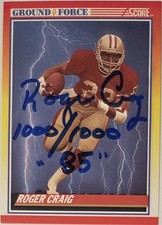 1990 Score Roger Craig Auto Card Ground Force #329 San Francisco 49ers Signed 