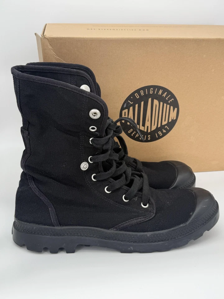 Botas holgadas de paladio para hombre talla 9 negras de lona cuello plegable parte superior alta 02353060 Foto 2 de 4