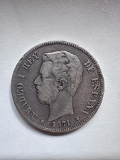 Spanien &ndash; Amadeo I &ndash; 5 Pesetas 1871 &ndash; DE-M &ndash; Silber 900&permil;