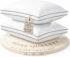 Bed Pillows Standard Size Set of 2, Medium Soft Support Gusseted Hotel Pillows, 