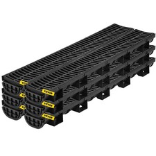 6x39 Channel Drain Grate 6 Pack 5.8x3.1in Trench Drain HDPE Black Plastic