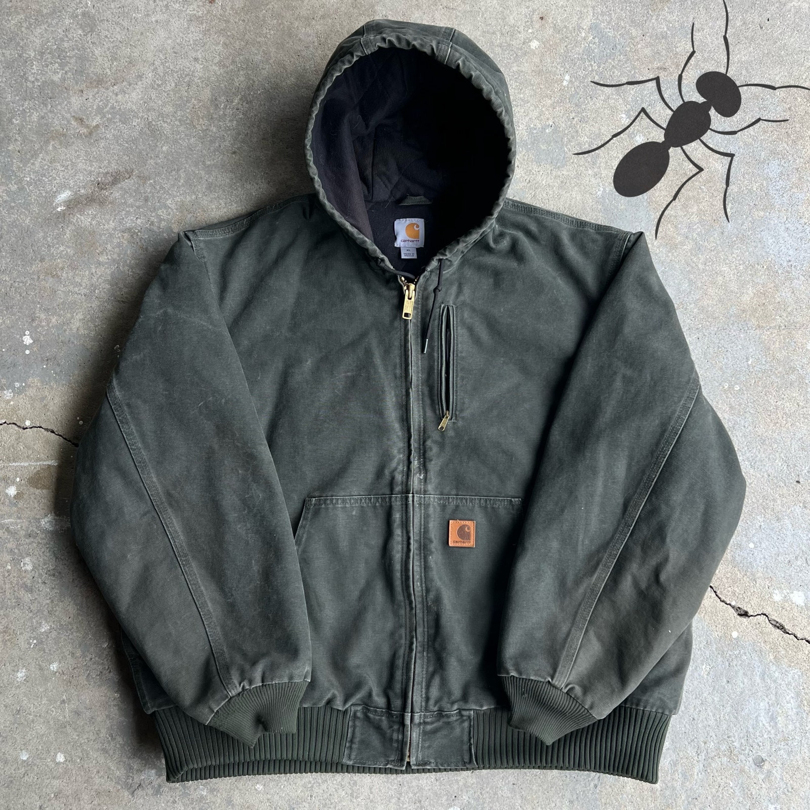 Vintage Y2K Green Carhartt Hooded Work Jacket