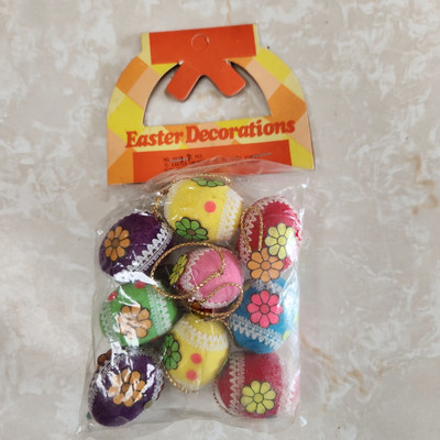 Vintage in Package 9pc Easter Unlimited Egg Decorations Mini Floral Holiday