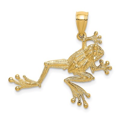 10k Gelbgold 2-D strukturierter Frosch Charm