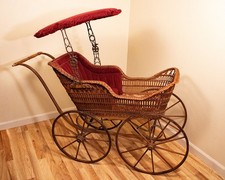 RARE Fully Restored Victorian Reconstruction Era Baby Pram Carriage