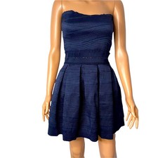 Jun & Ivy dress Navy blue fit and flare Navy blue back zip up Mini dress SZ SM