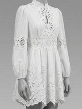 Zimmermann Women's White Acacia Broderie Linen Mini-Dress Size 0P