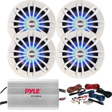 4x Enrock EMLED265W 6.5" Speakers w/ Blue LED, 4-Channel Amplifier w/ Wiring Kit