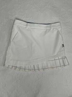 Mark & Lona Tournament Edition White Pleated Skull Skirt Size 38 US Small