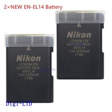 2Pcs NEW Genuine Nikon EN-EL14 Battery for D5100 D5200 D5300 D5500 D5600 D3100